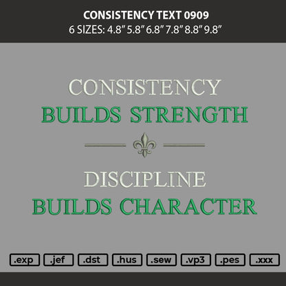 Consistency Text 0909 Embroidery Machine Design File 6 sizes