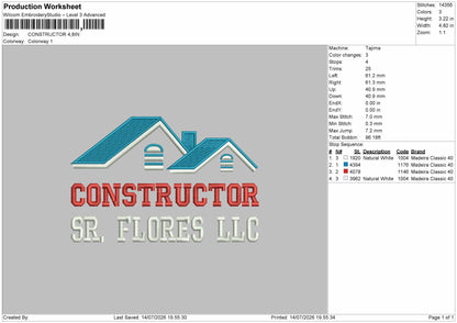 Construction Text Embroidery Machine Design File 6 sizes