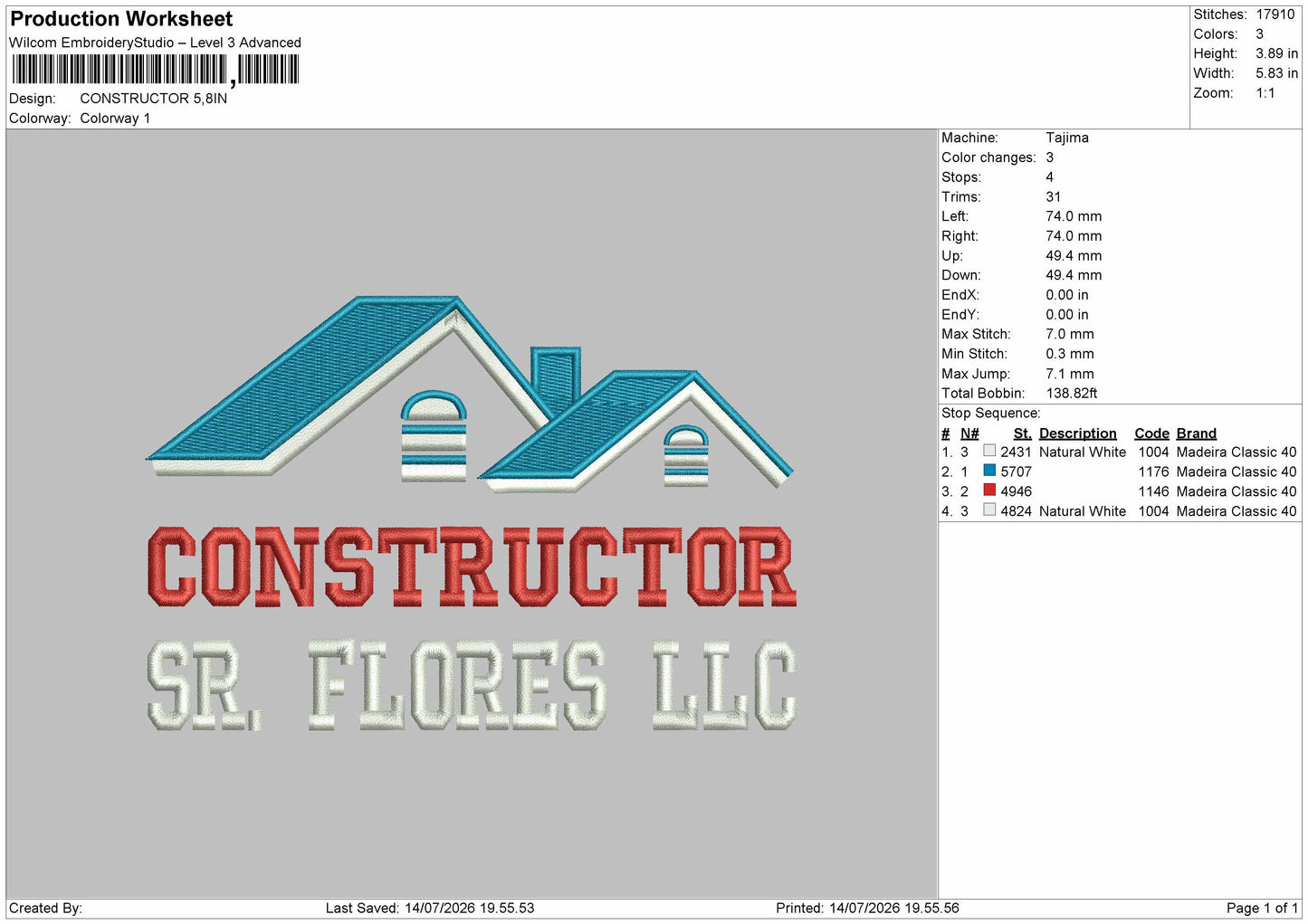 Construction Text Embroidery Machine Design File 6 sizes