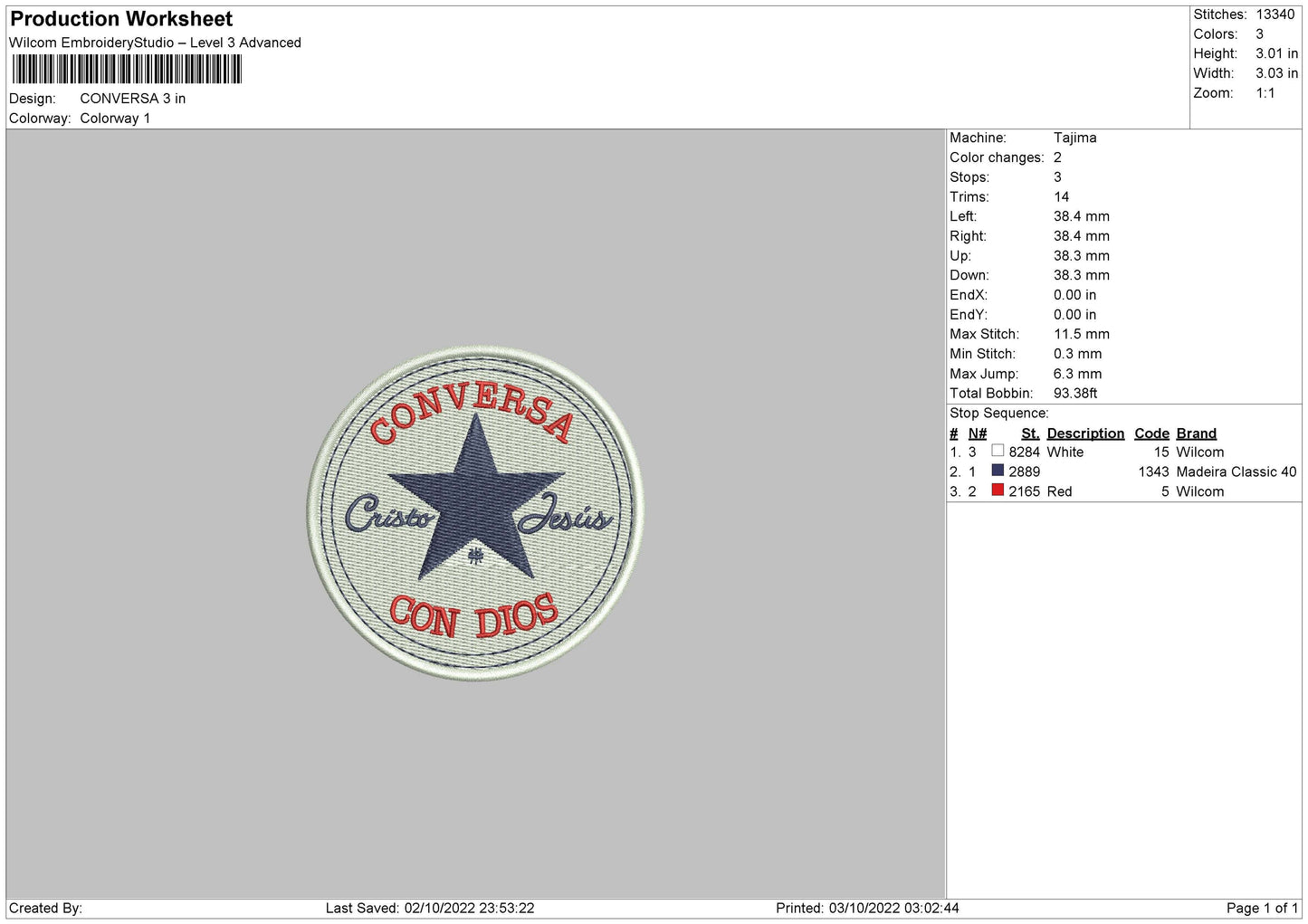 Conversa Embroidery File 5 sizes