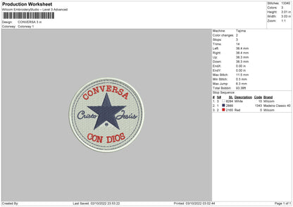Conversa Embroidery File 5 sizes