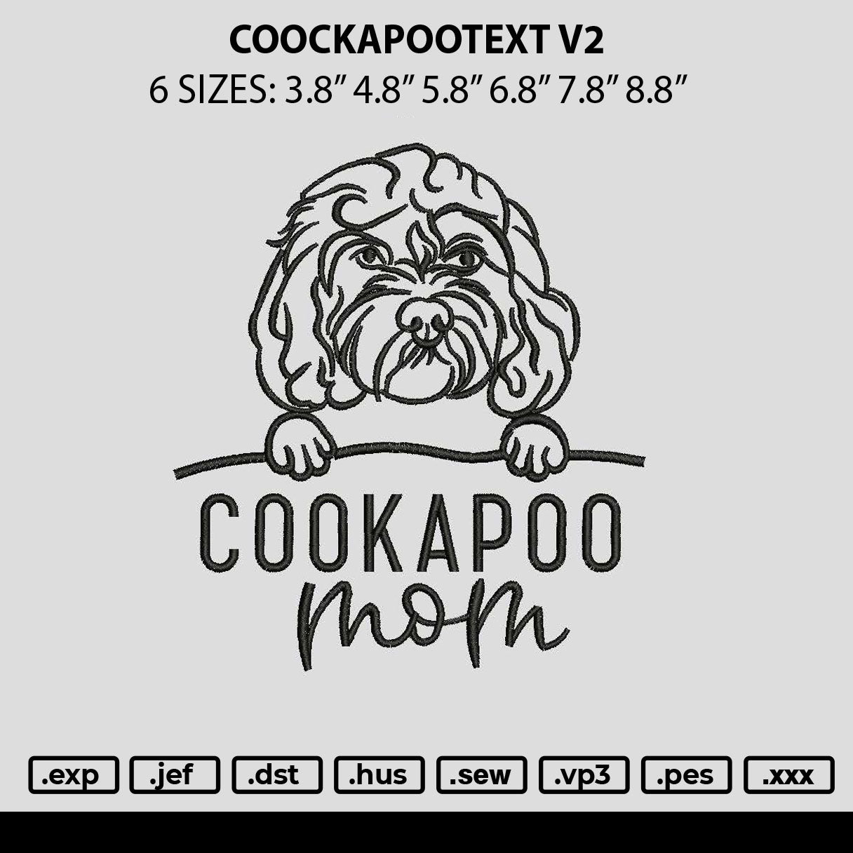 Cookapootext V2 Embroidery File 6 sizes
