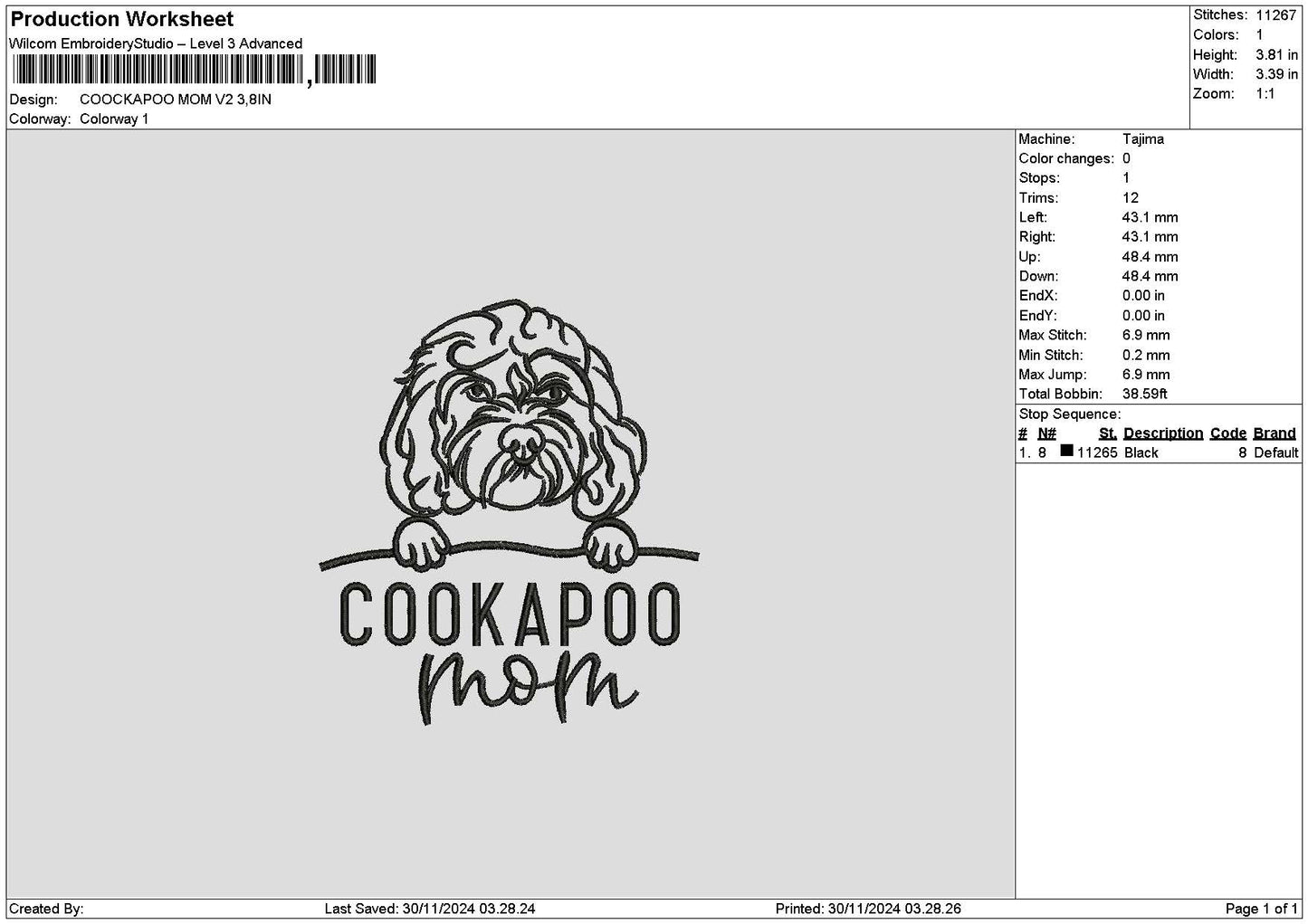 Cookapootext V2 Embroidery File 6 sizes