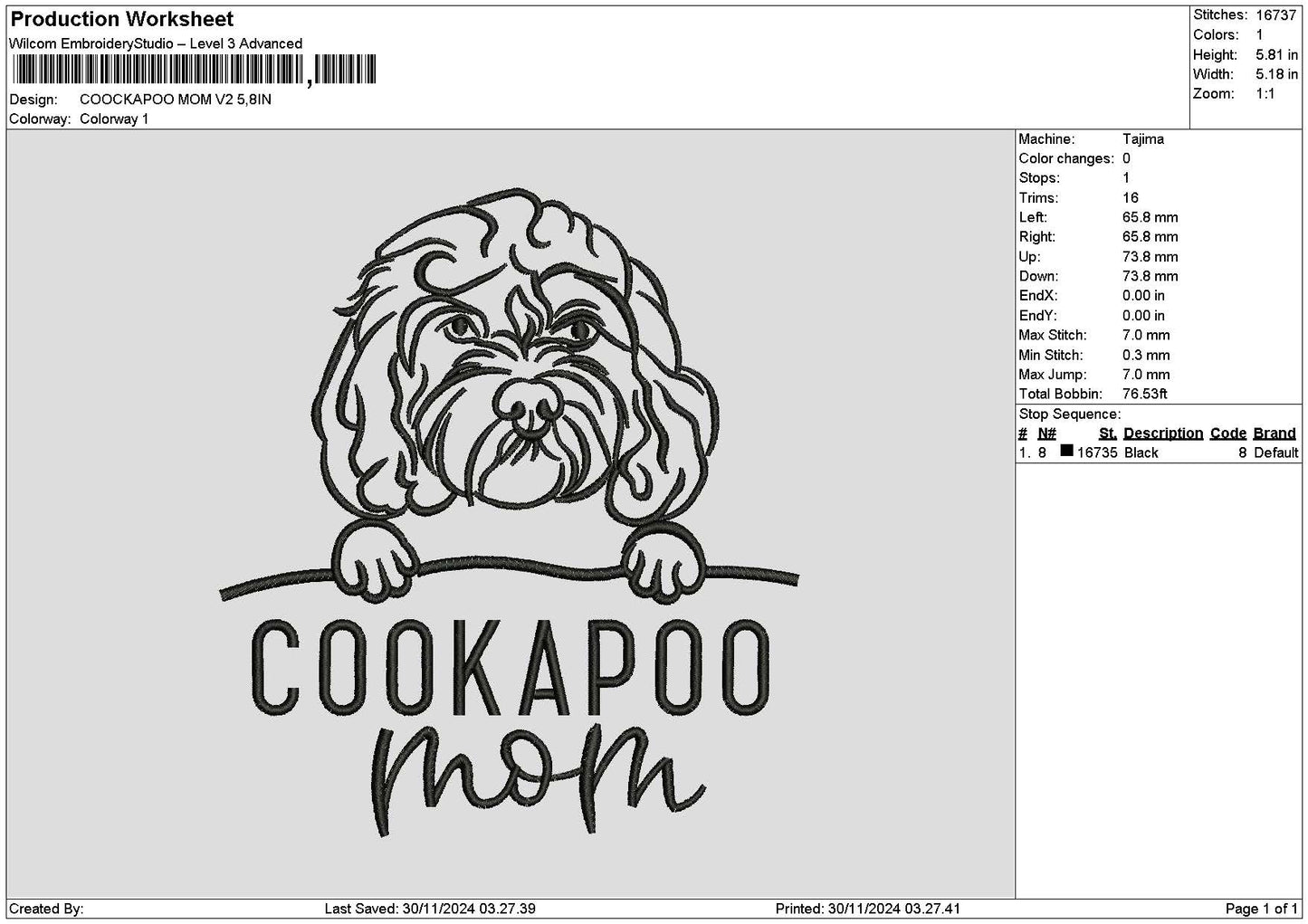 Cookapootext V2 Embroidery File 6 sizes