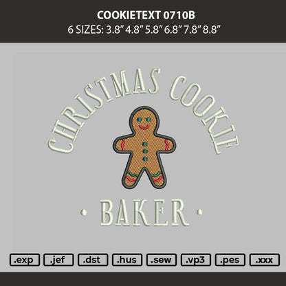 Cookietext 0710b Embroidery Machine Design File 6 sizes