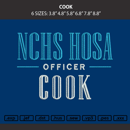 Cook Embroidery Machine Design File 6 sizes
