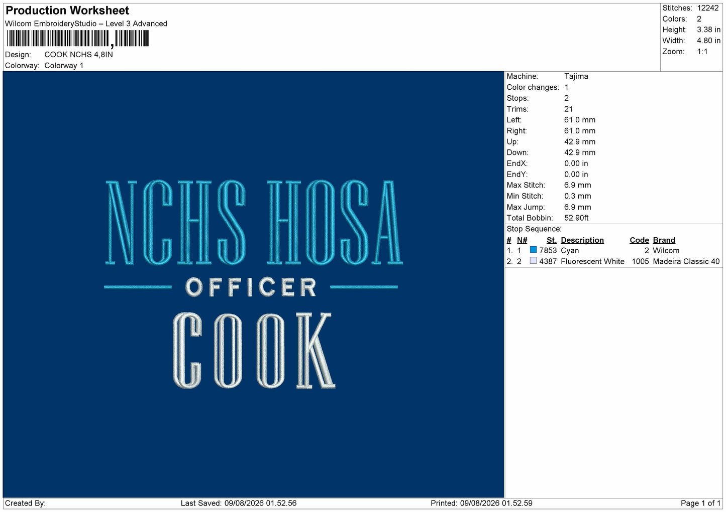 Cook Embroidery Machine Design File 6 sizes