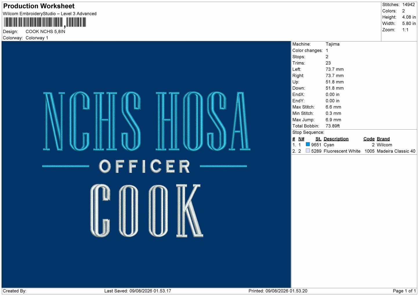 Cook Embroidery Machine Design File 6 sizes