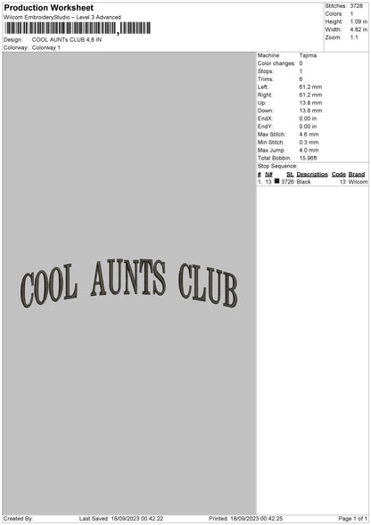 Aunt Club Embroidery File 6 sizes
