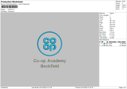 Coop Embroidery File 6 sizes
