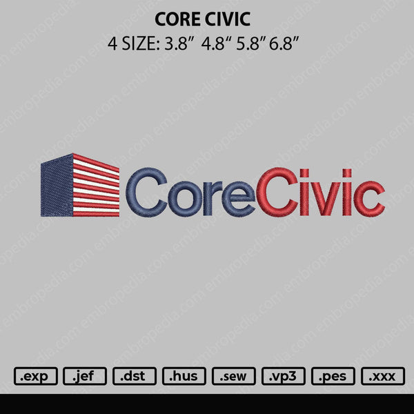 Core Civic Embroidery File 4 size