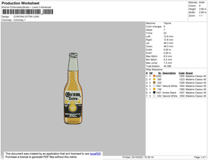Corona Extra Embroidery File 4 size
