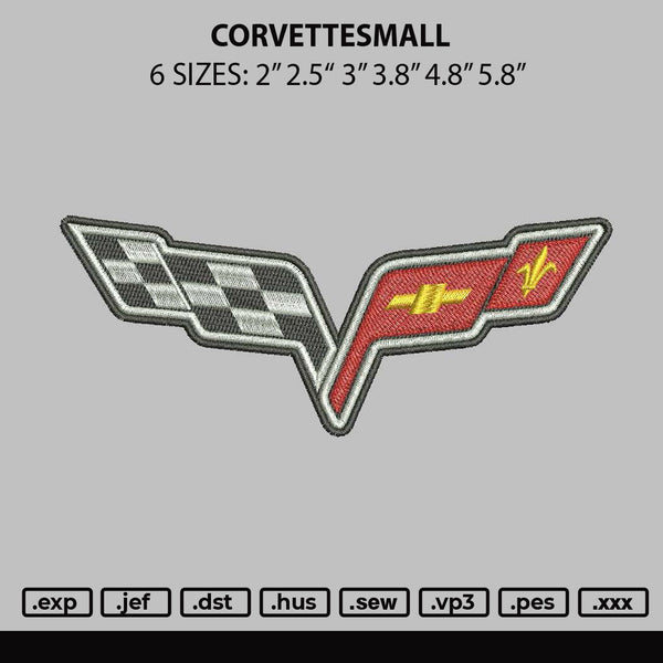 Corvettesmall Embroidery File 6 sizes