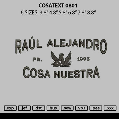 Cosatext 0801 Embroidery File 6 sizes