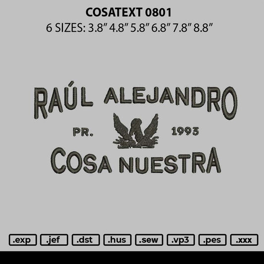 Cosatext 0801 Embroidery File 6 sizes