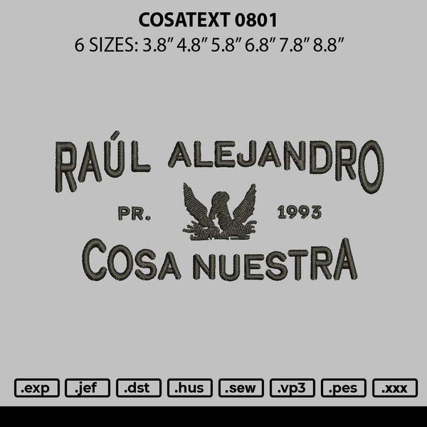 Cosatext 0801 Embroidery File 6 sizes