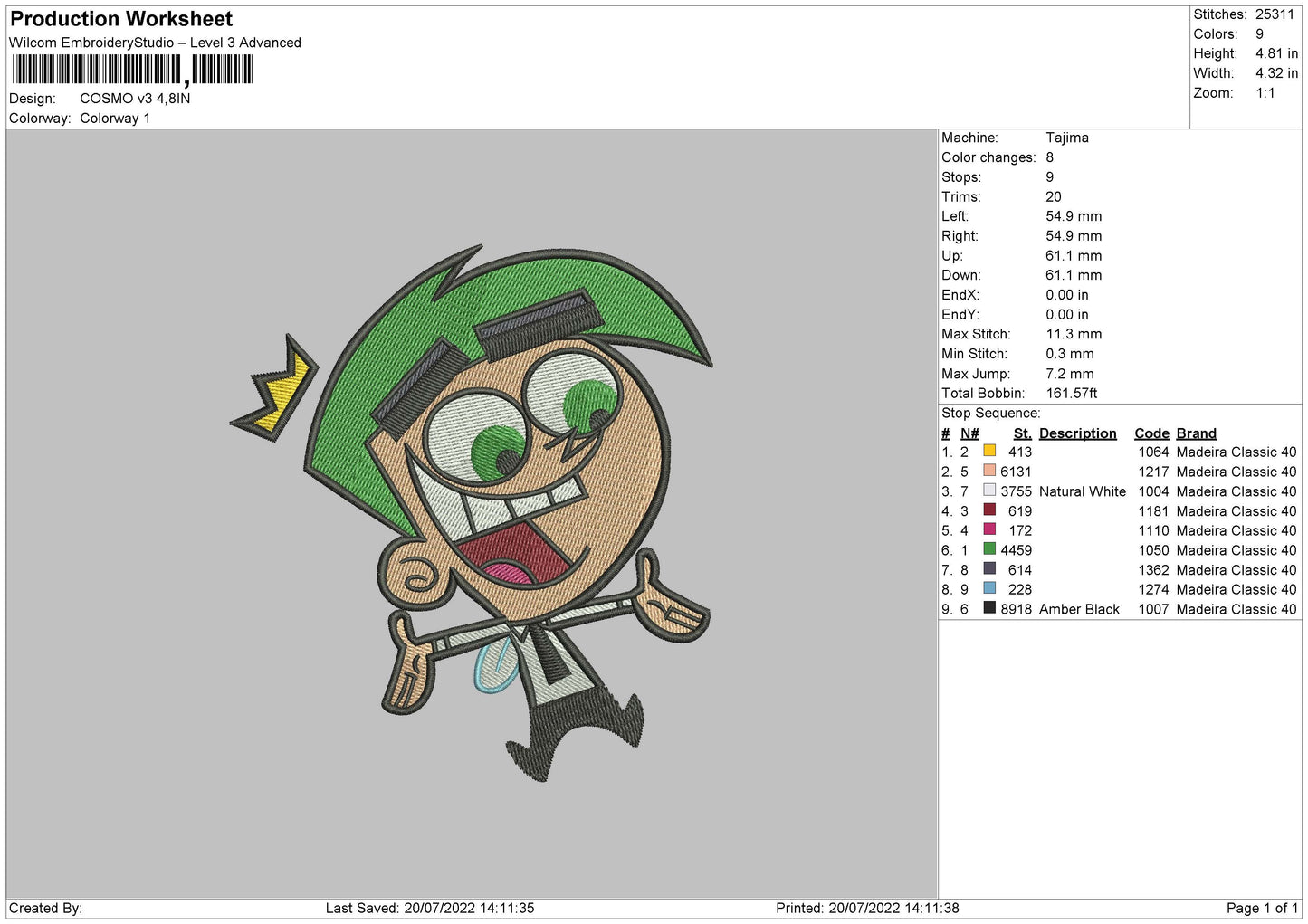 Cosmo V3 Embroidery File 4 sizes