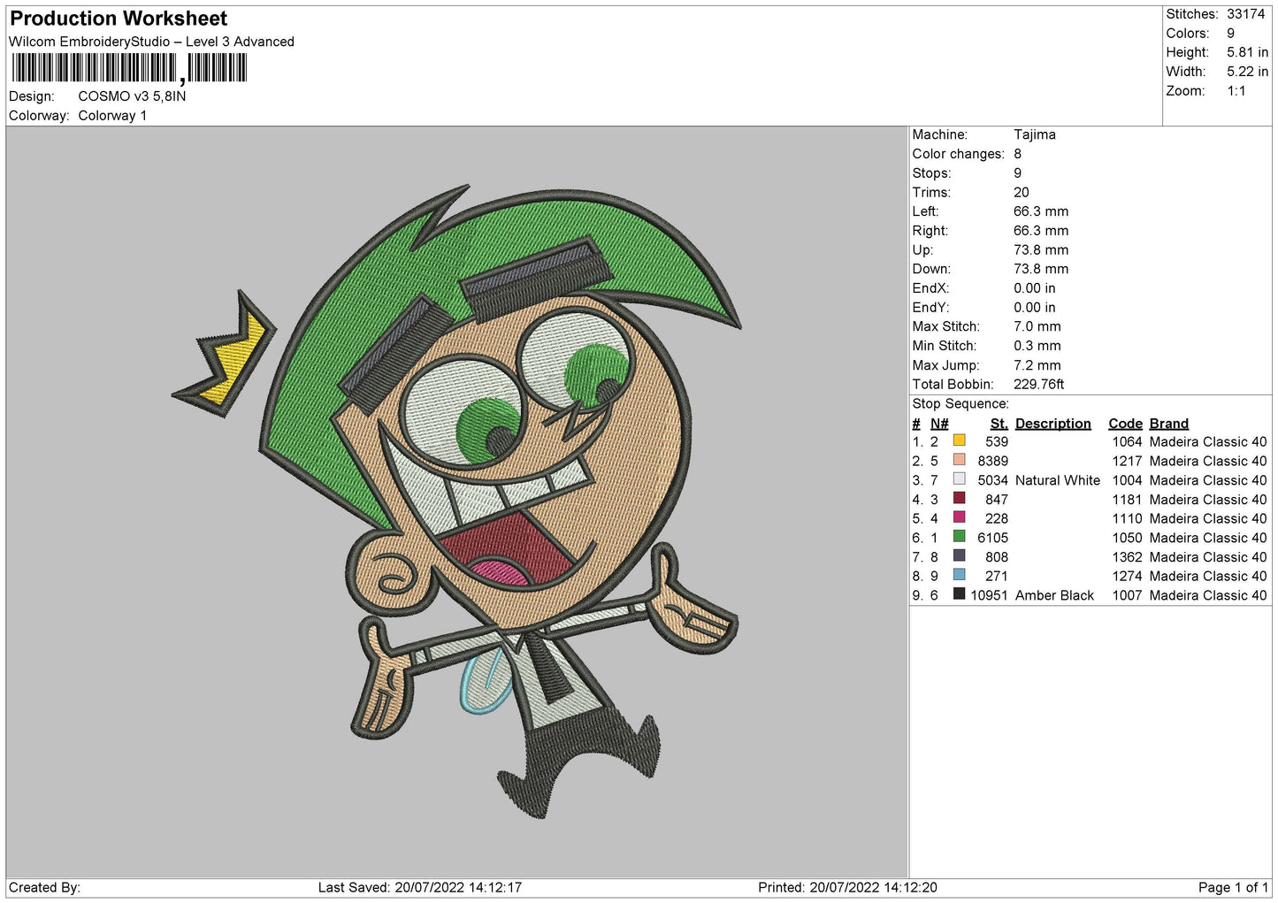Cosmo V3 Embroidery File 4 sizes