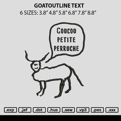 Goatoutline Text Embroidery File 6 sizes
