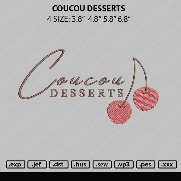 Coucou Desserts Embroidery File 4 size