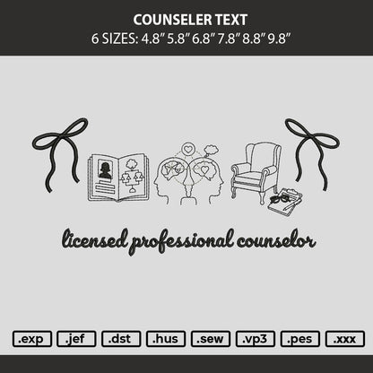 Counseler Text Embroidery Machine Design File 6 sizes