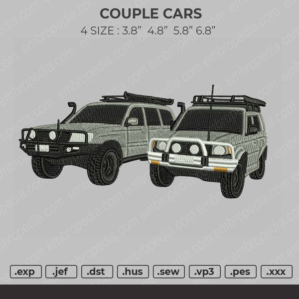 Couple Cars Embroidery File 4 size