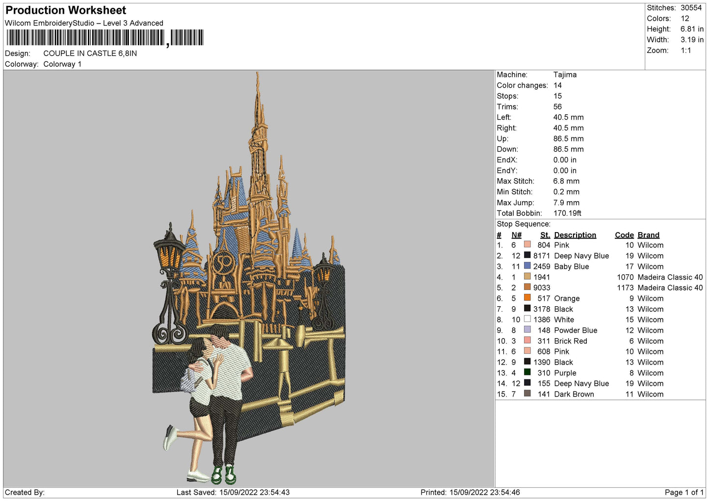 Couple In Castle Embroidery File 5 sizes