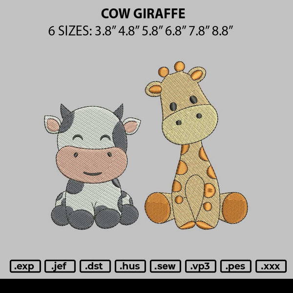 Cow Giraffe Embroidery File 6 sizes