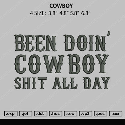 Cow Boy Embroidery File 4 size
