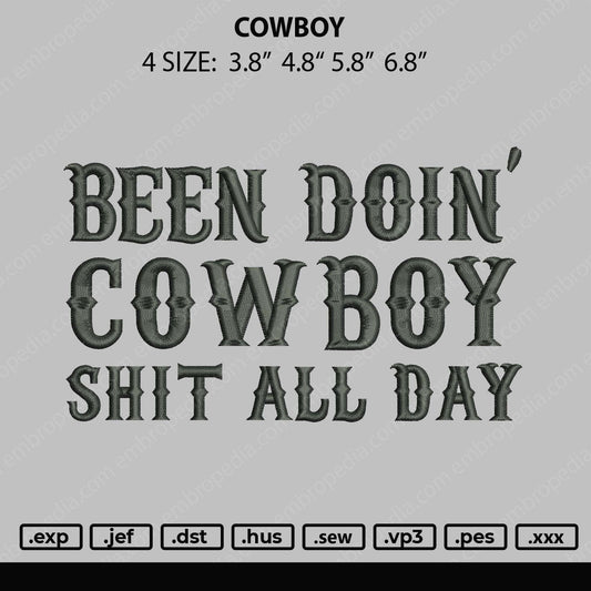Cow Boy Embroidery File 4 size