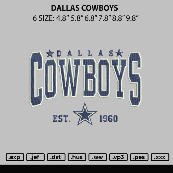 Dallas Cowboys Embroidery File 6 sizes