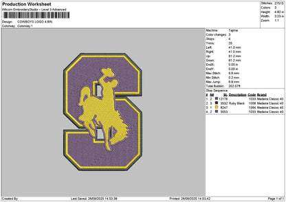 Cowboys2609 Embroidery File 6 sizes