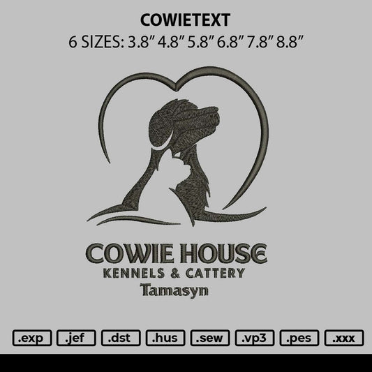Cowietext Embroidery File 6 sizes