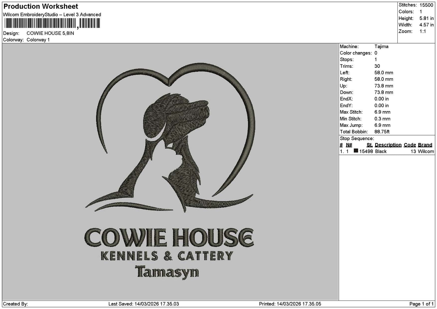 Cowietext Embroidery File 6 sizes