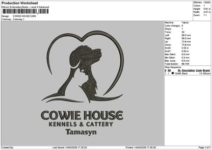 Cowietext Embroidery File 6 sizes