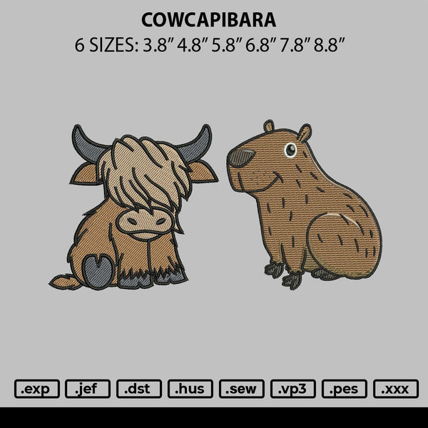 Cowcapibara Embroidery File 6 sizes