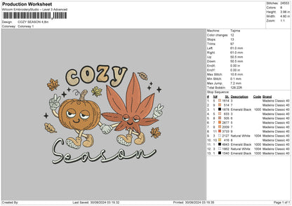 Cozy 2908 Embroidery File 6 sizes