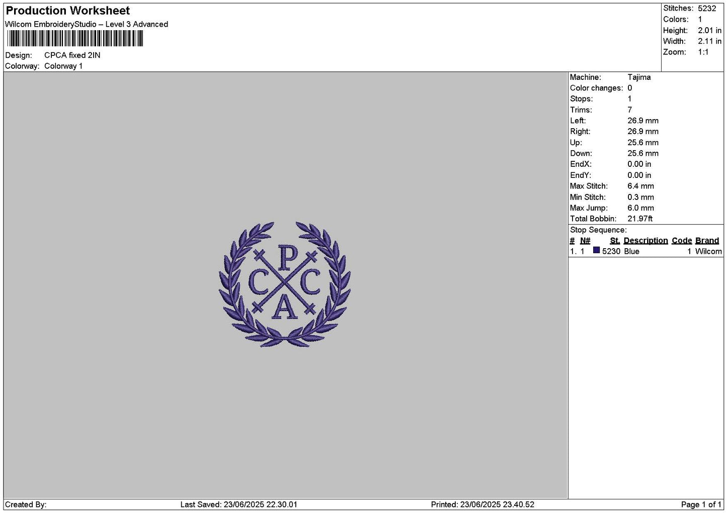 Cpcatext Embroidery File 6 sizes