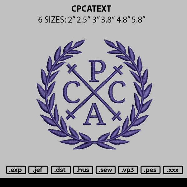 Cpcatext Embroidery File 6 sizes