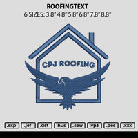 Roofingtext Embroidery File 6 sizes