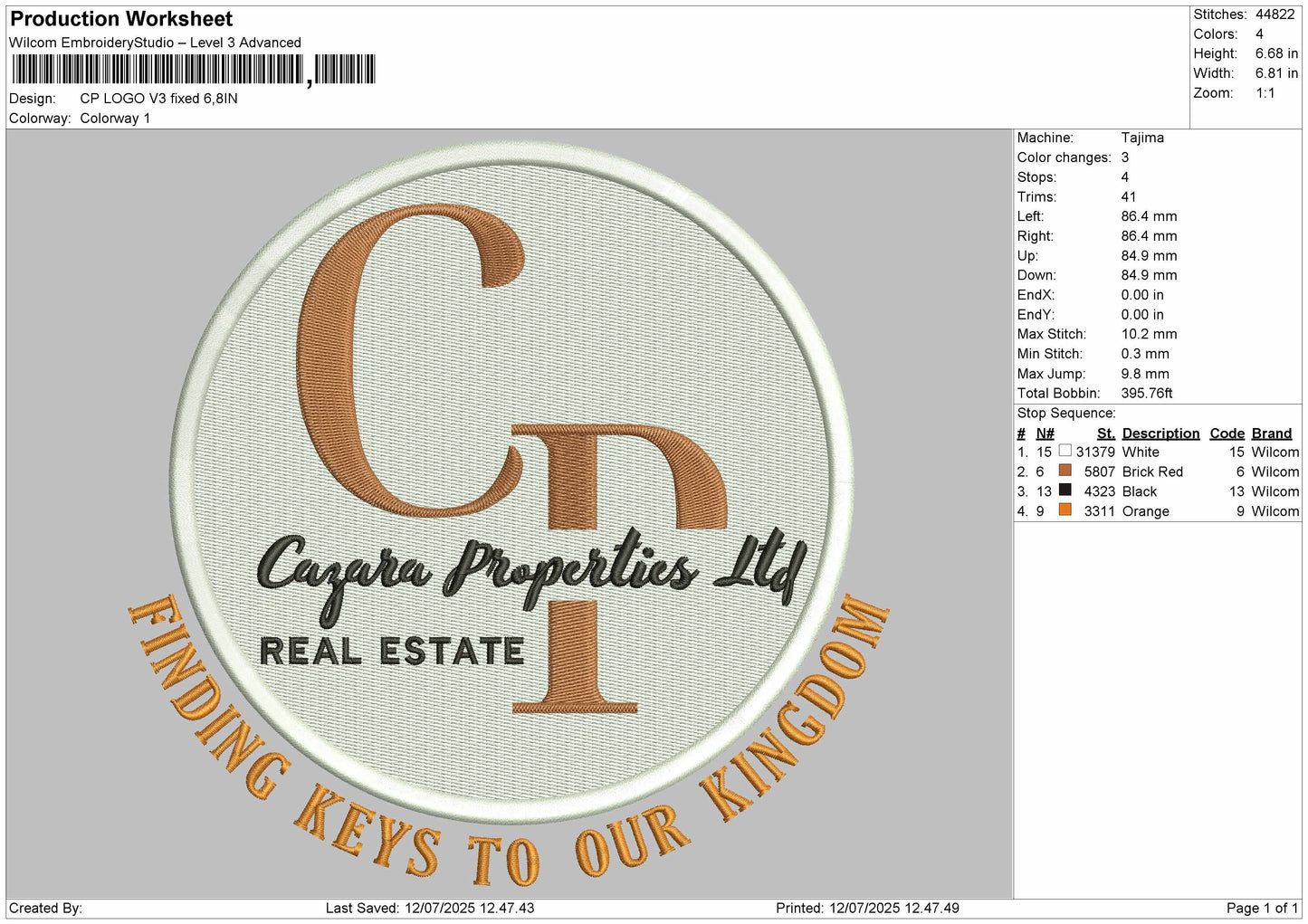 Cpcircle V2 Embroidery File 6 sizes