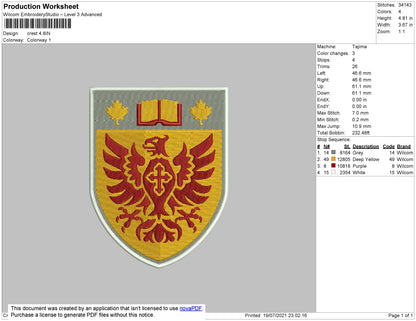 Crest Embroidery File 4 size