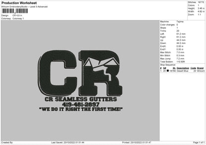 CR Embroidery File 6 sizes