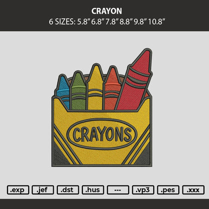 Crayon Text Embroidery Machine Design File 6 sizes