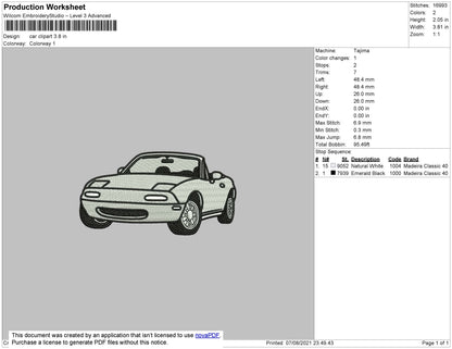 Car Clipart Embroidery File 4 size