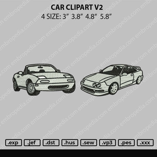 Car Clipart V2 Emnbroidery File 4 size