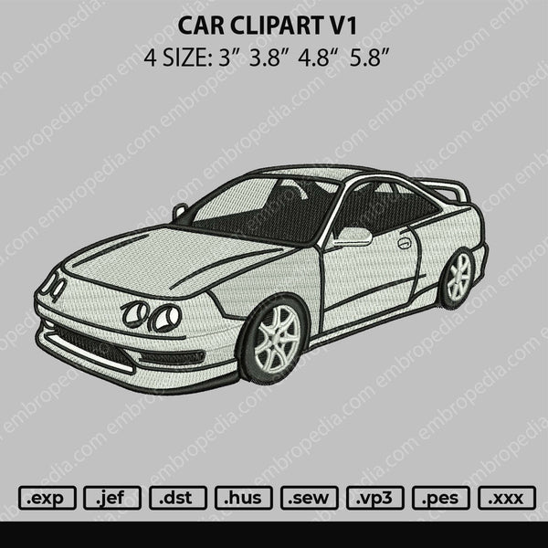 Car Clipart V1 Embroidery File 4 size