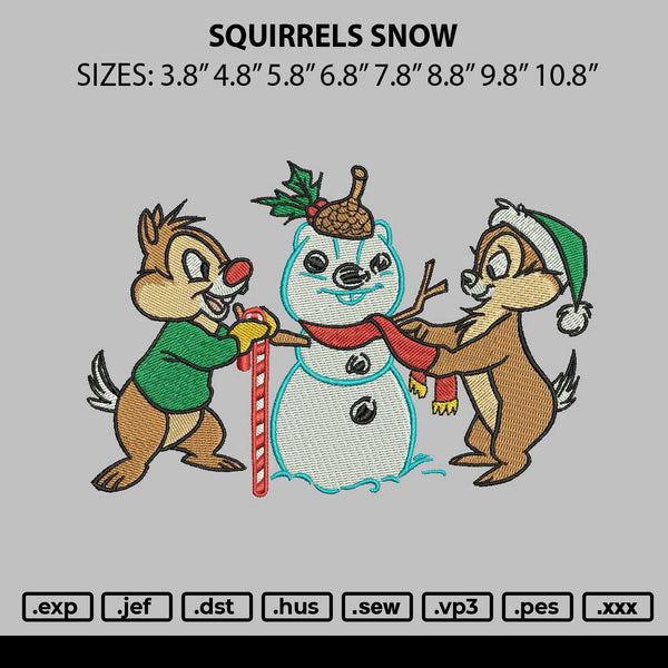 Squirrels Snow Embroidery File 6 sizes