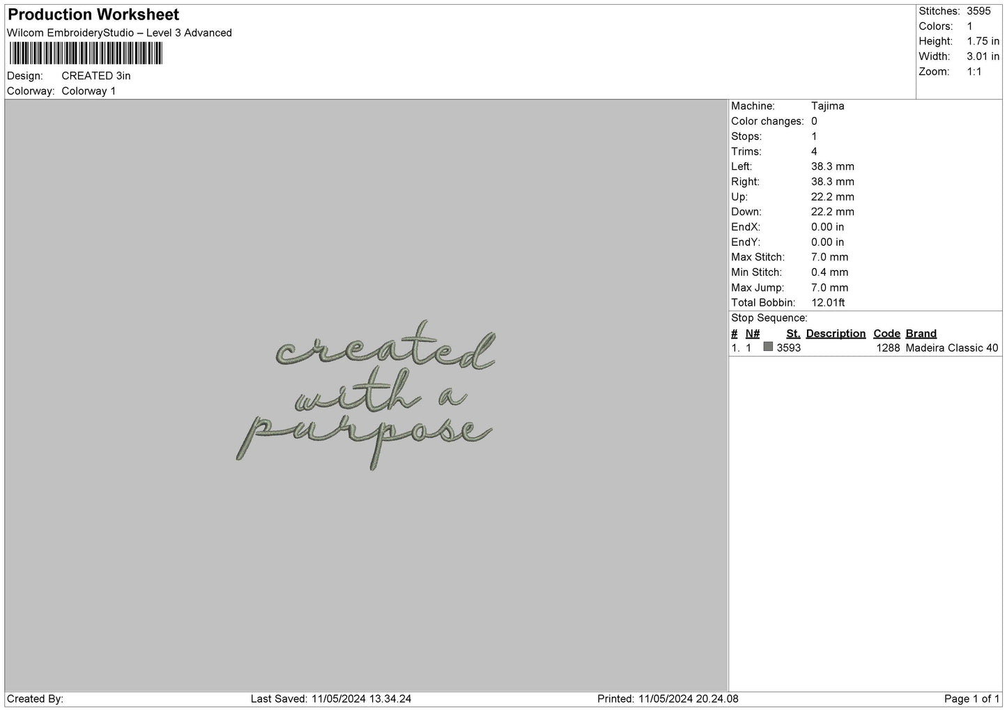 Createdtext Embroidery File 6 sizes