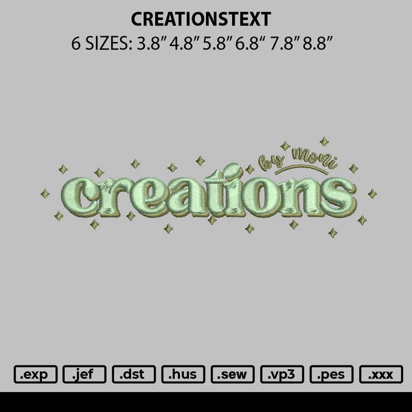 Crearionstext 2601 Embroidery File 6 sizes